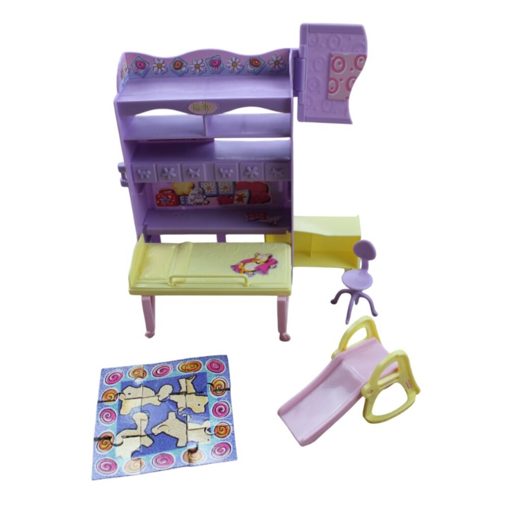 Barbie Kelly Bedroom Playset All Around Home Desk Slide Chair Vintage Lot 2001